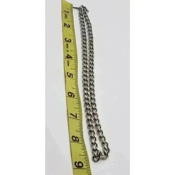 Vintage Chunky Silver Necklace Chain Monet Textured Link - Picture 6 of 6